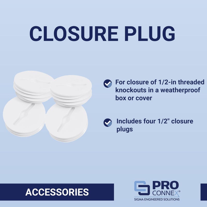 Sigma Electric, White Sigma Engineered Solutions, 14005WH 1/2-Inch Weatherproof Closure Plug, No Size - Image 2